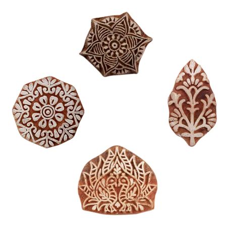 Set of 4 Piece New Mix Wooden Printing Blocks